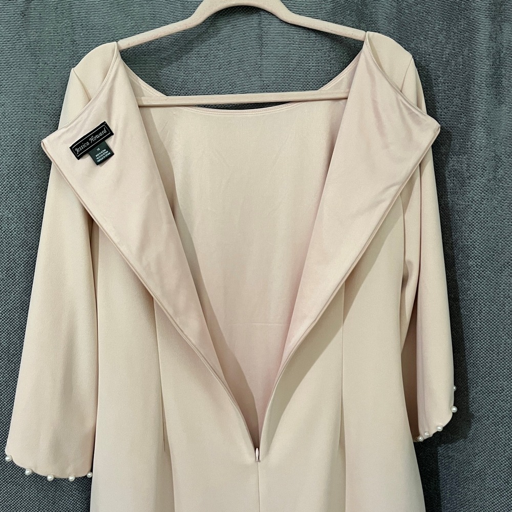 Jessica Howard Blush Pink Pearl-Trim Midi Sheath Dress - Picture 10 of 13